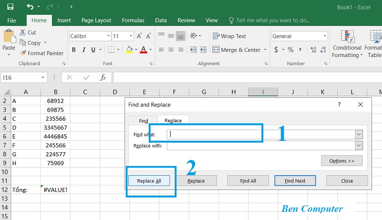 bị lỗi value trong excel