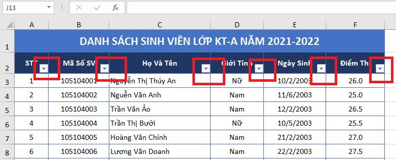 Hướng dẫn tạo và sử dụng bộ lọc Filter trong Excel 2019 - Thủ thuật Excel 05