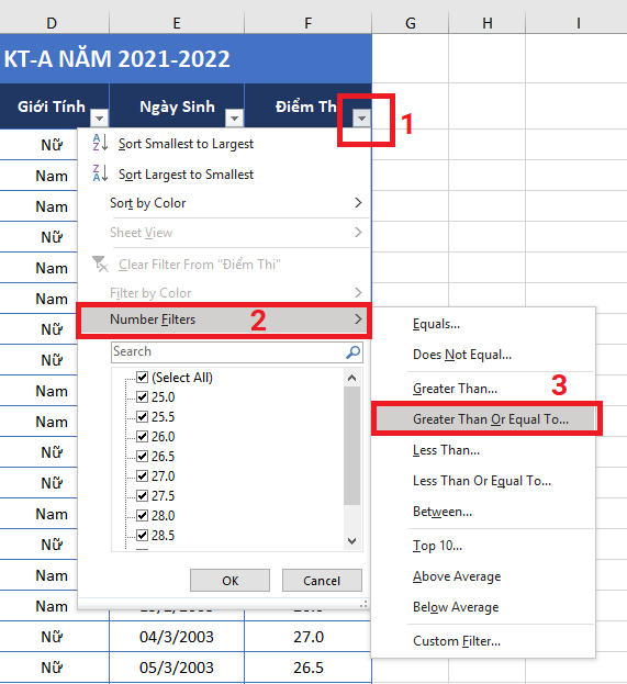 Hướng dẫn tạo và sử dụng bộ lọc Filter trong Excel 2019 - Thủ thuật Excel 05